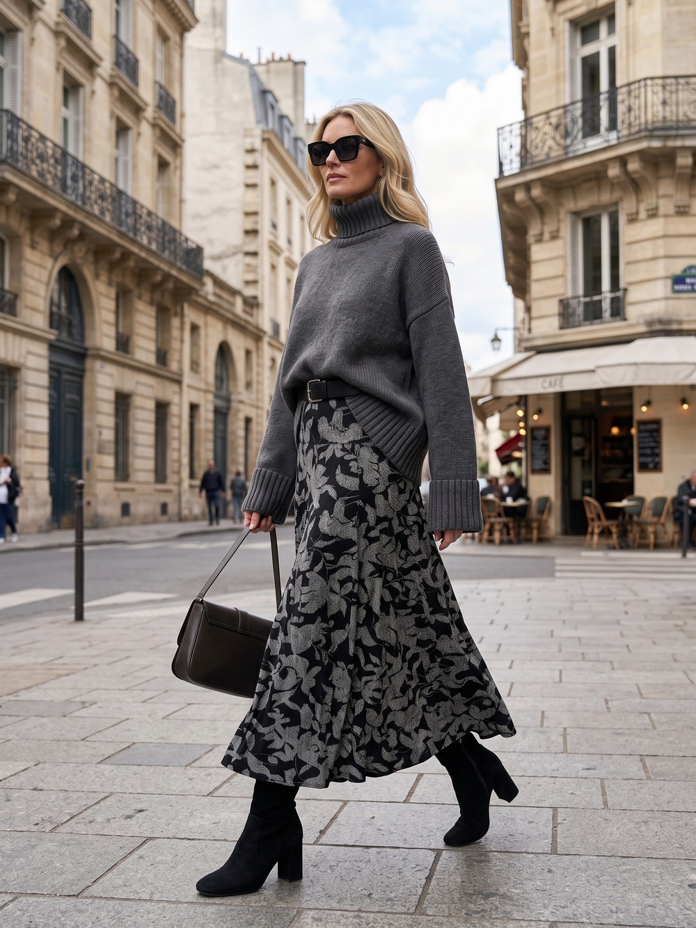 Vintage Knit Midi Maxi Skirt Quiet Luxury Whimsigoth Dark Academia Floral